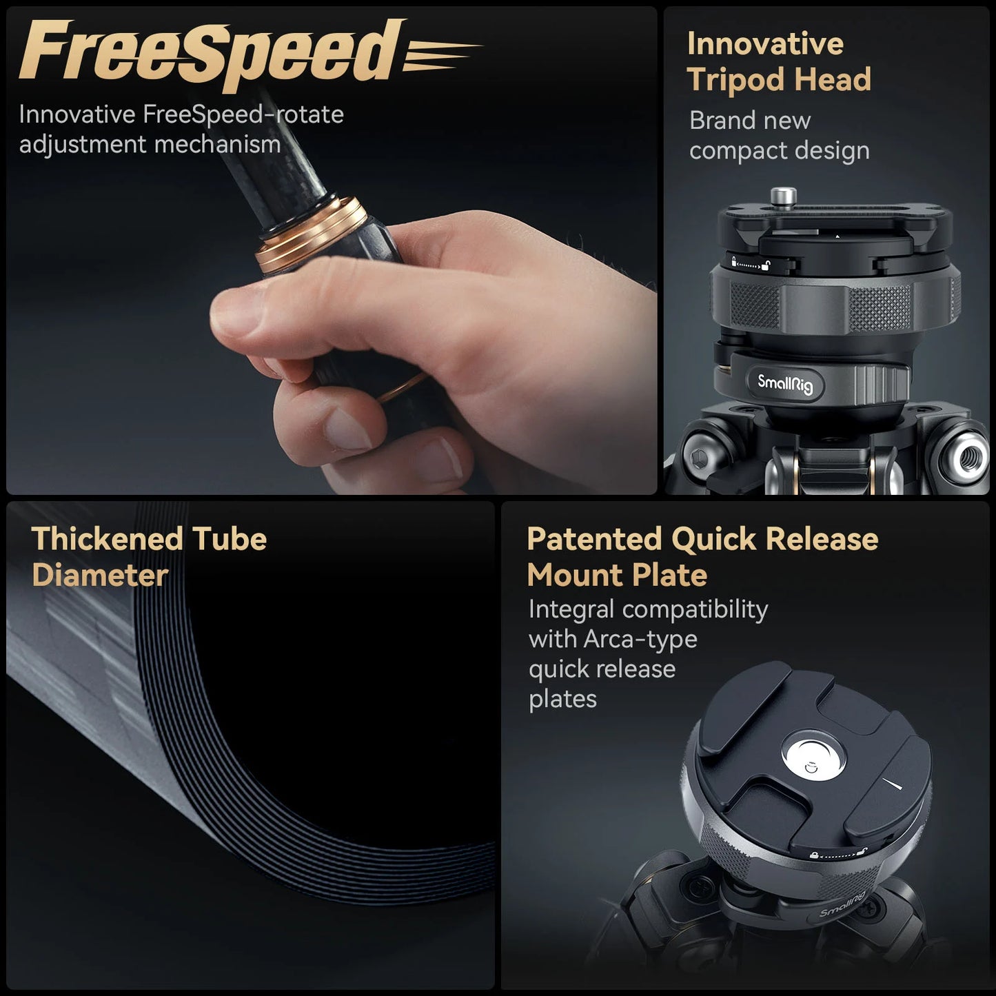 SmallRig FreeRover Carbon Fiber Travel Tripod Kit AP-100 – Compact & Quick-Adjust Tripod