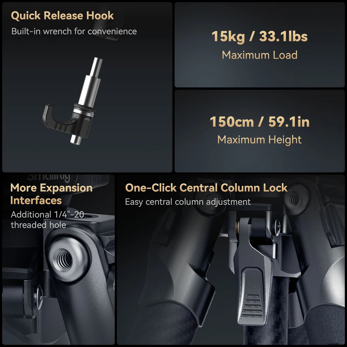 SmallRig FreeRover Carbon Fiber Travel Tripod Kit AP-100 – Compact & Quick-Adjust Tripod