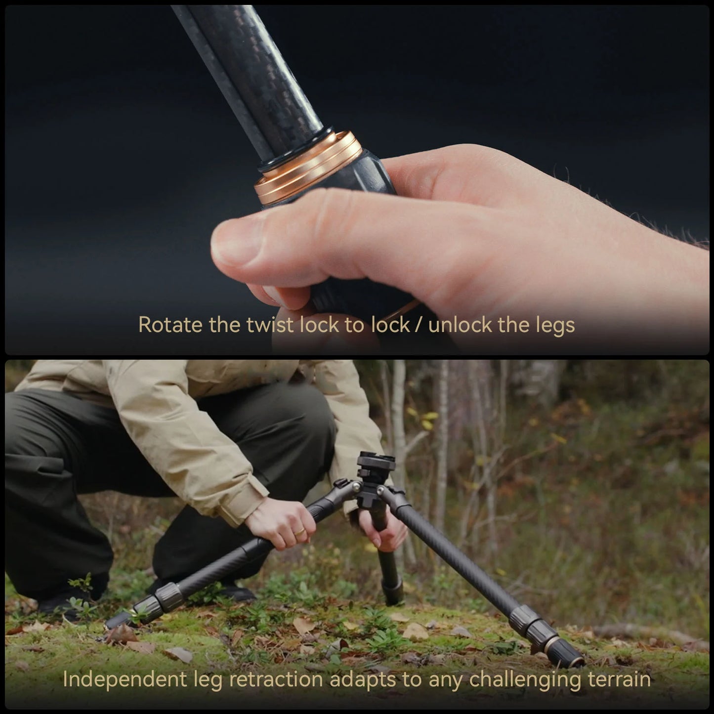 SmallRig FreeRover Carbon Fiber Travel Tripod Kit AP-100 – Compact & Quick-Adjust Tripod