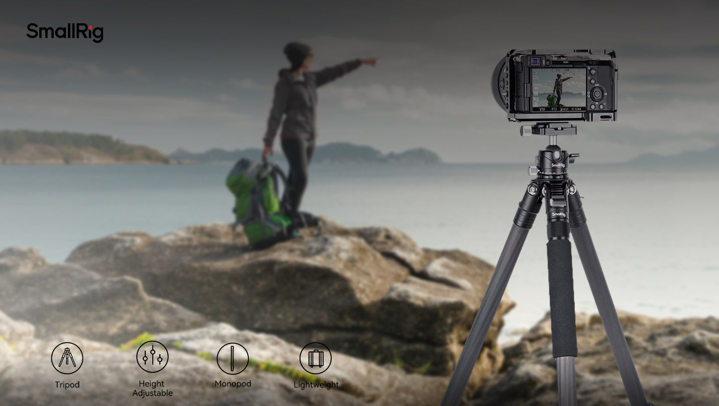SmallRig Carbon Fiber Tripod AP-10 – Lightweight Travel Tripod with Monopod Functionality