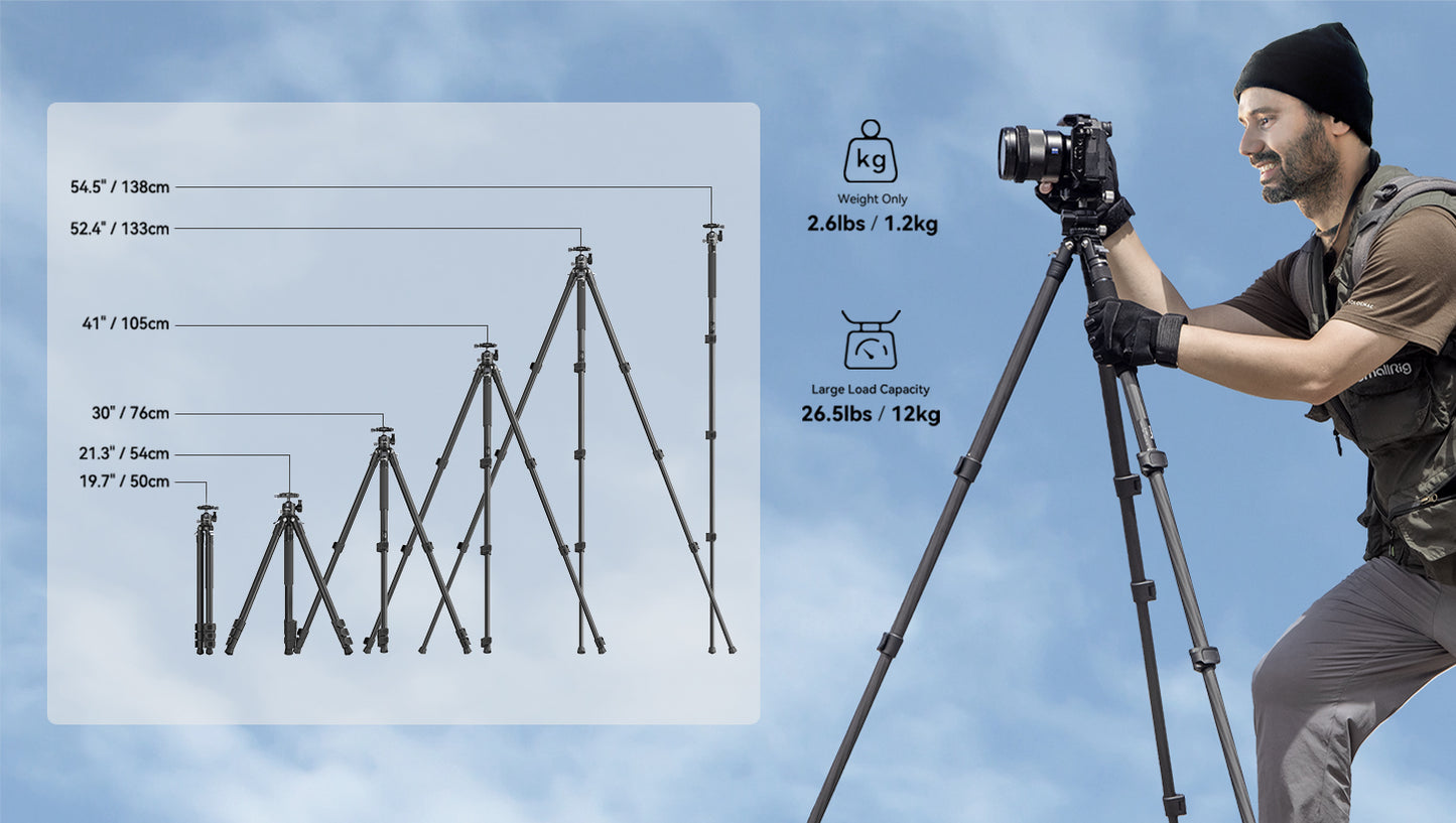 SmallRig Carbon Fiber Tripod AP-10 – Lightweight Travel Tripod with Monopod Functionality