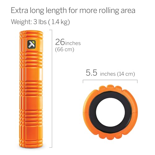 TriggerPoint Grid 2.0 Foam Roller – 66cm Extra-Firm Hollow Core for Larger Bodies, Deep Tissue Massage, Muscle Recovery & Pain Relief, Multi-Density Foam, EVA Surface, Compact & Durable, Orange