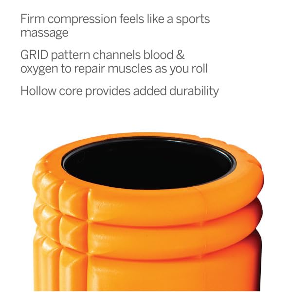 TriggerPoint Grid 2.0 Foam Roller – 66cm Extra-Firm Hollow Core for Larger Bodies, Deep Tissue Massage, Muscle Recovery & Pain Relief, Multi-Density Foam, EVA Surface, Compact & Durable, Orange