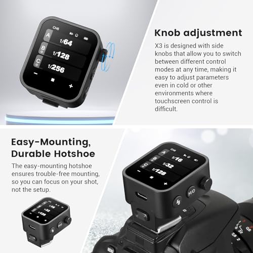 Godox X3-S TTL Wireless Flash Trigger for Sony Camera, 1/8000s HSS TTL TCM Function, Built-in Battery Touchscreen Flash Transmitter Compatible with Sony A7IV A7C A7M4 A7R A7RIII