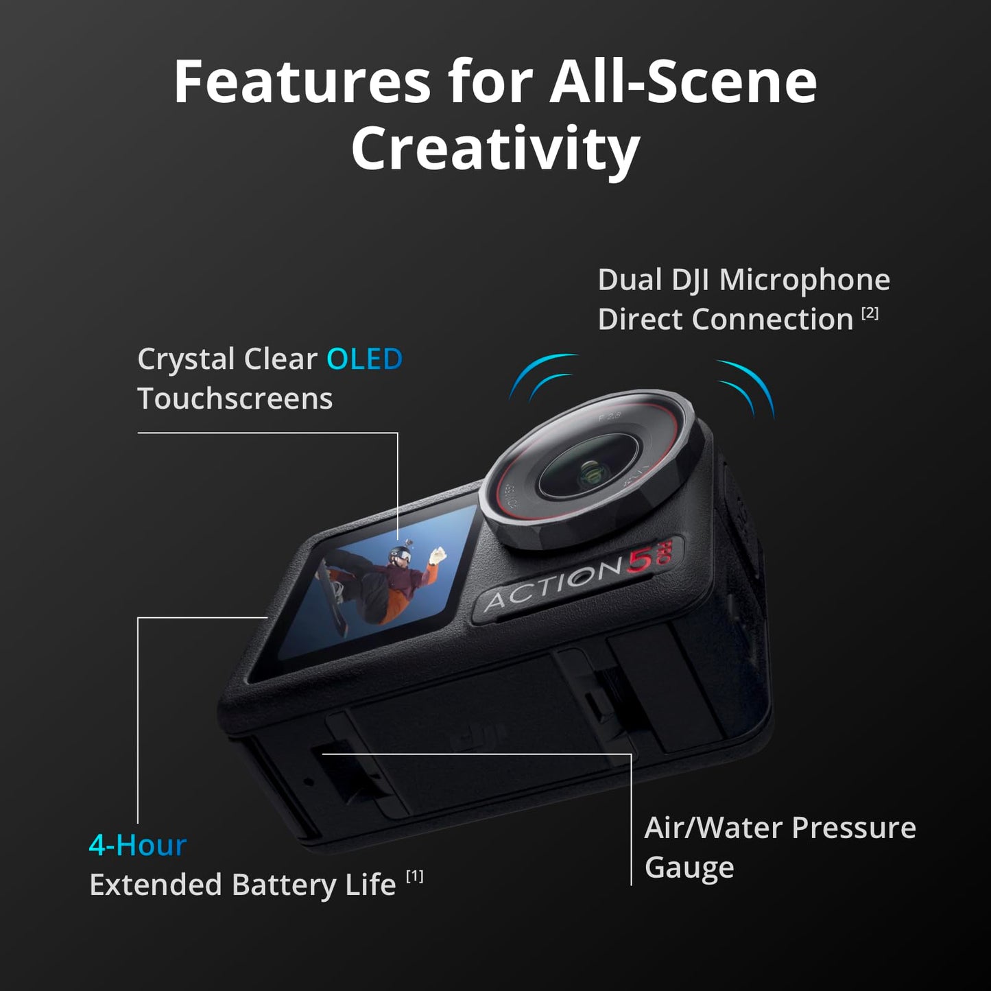 DJI Osmo Action 5 Pro Motorcycling/Mountain Cycling Combo, Action Camera 4K for Riders, 1/1.3" Sensor, 155º FOV, 4hrs Battery, Sports Data Recording, Chest Strap Mount for First-Person View