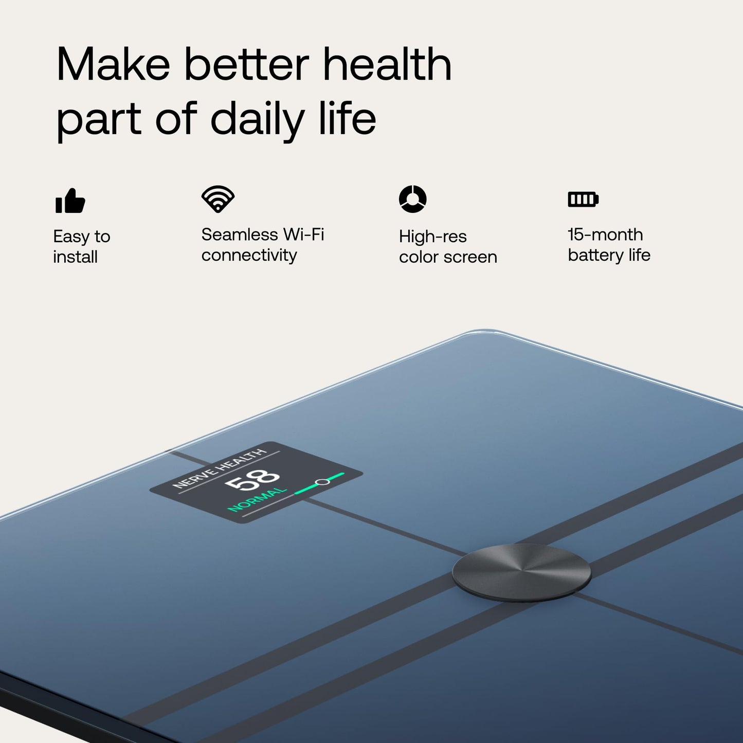 WITHINGS Body Comp - Scale for Body Weight and Complete Body Analysis, Wi-Fi & Bluetooth Scale with Color Screen, Digital Scale with Accurate Visceral Fat, Heart Heath - Compatible with Apple Health