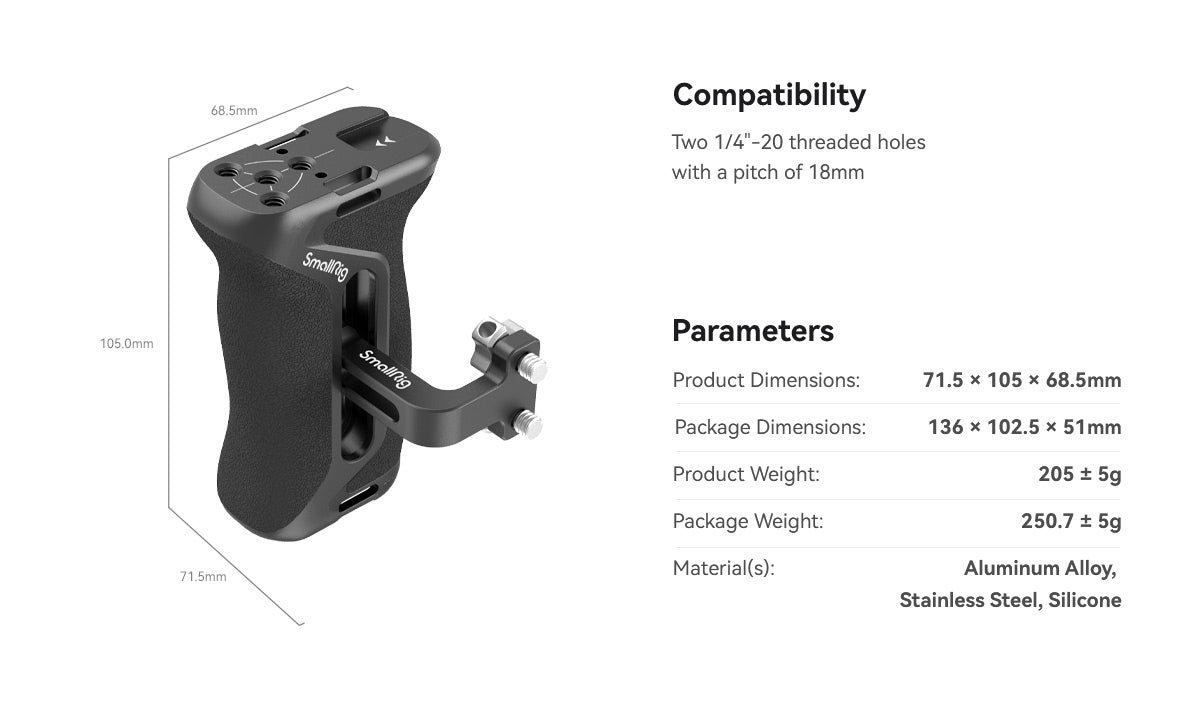 Side Handle with 1/4"-20 Screws