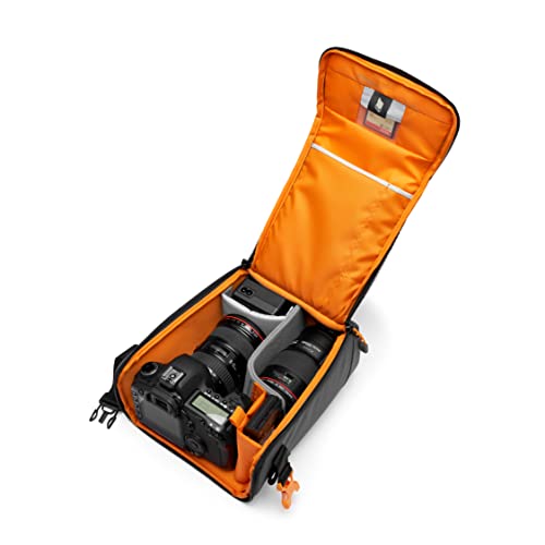 Lowepro GearUp Creator Box Large II, Mirrorless and DSLR Camera Bag, Camera Case with QuickDoor Access, Made with Recycled Fabric, Orange Padded Interior Dividers, Grey