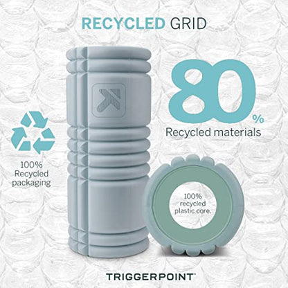 TriggerPoint Recycled Grid 1.0 Foam Roller, 33cm - Eco-Friendly EVA Muscle Roller with Distrodensity® Zones, Hollow Core, 80% Recycled Materials, 225kg Weight Limit for Muscle Recovery