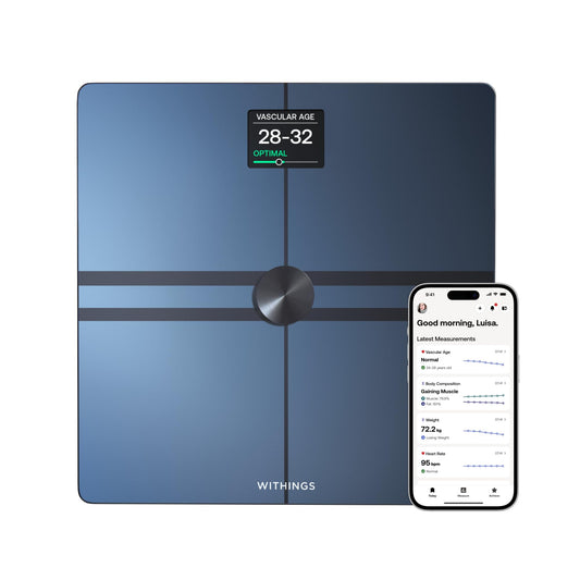 WITHINGS Body Comp - Scale for Body Weight and Complete Body Analysis, Wi-Fi & Bluetooth Scale with Color Screen, Digital Scale with Accurate Visceral Fat, Heart Heath - Compatible with Apple Health