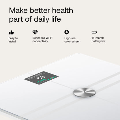 WITHINGS Body Comp - Scale for Body Weight and Complete Body Analysis, Wi-Fi & Bluetooth Scale with Color Screen, Digital Scale with Accurate Visceral Fat, Heart Heath - Compatible with Apple Health