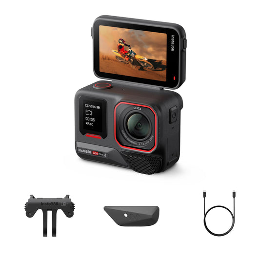 Insta360 Ace Pro 2 Standard Bundle - 8K Waterproof Action Camera Co-Engineered with Leica, 1/1.3" Sensor, Dual AI Chip, Leading Low Light, Superior Audio, Flip Screen & AI Editing for Vlogs