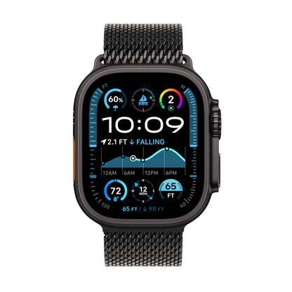 Apple Watch Ultra 2 GPS + Cellular 49mm Smartwatch with Black Rugged Titanium Case with Black Milanese Loop Strap