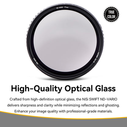 NiSi 67mm True Color ND-Vario 1-5 Stops (0.3-1.5), Variable ND ND2-ND32, Nano-Coating with Optical Glass