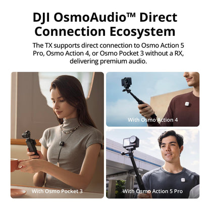 DJI Mic Mini (1 TX + 1 RX), Ultralight, Detail-Rich Audio, Noise Cancelling, Automatic Limiting, Wireless Microphone for Camera/iPhone/Android, Vlog, Streaming, 400m Transmission