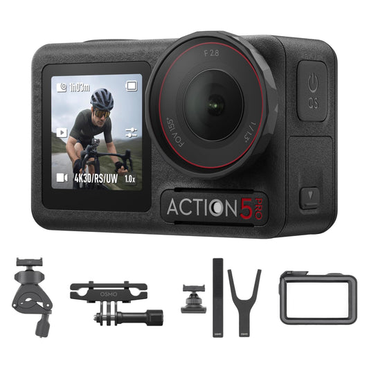 DJI Osmo Action 5 Pro Road Cycling Combo, Action Camera 4K, Videos With Stabilization, 4hrs Extended Battery Life, Magnetic Quick-Release, Bike Camera With Bike Seat Rail Mount and more