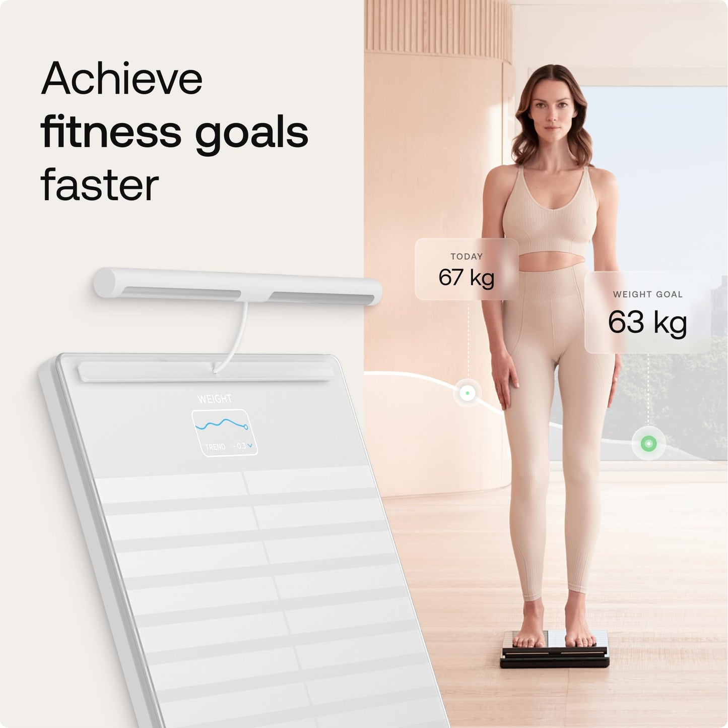 WITHINGS Body Scan - Connected WiFi Scales to Improve Your Health, BIA Personal Scale, Body Composition Analysis, Body Fat, Muscle Mass, Water Percentage, Electrocardiogram, White