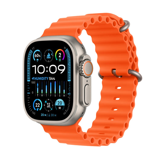 Apple Watch Ultra 2 [GPS + Cellular 49mm] Smartwatch with Rugged Titanium Case & Orange Ocean Band. Fitness Tracker, Precision GPS, Action Button, Extra-Long Battery Life, Bright Retina Display