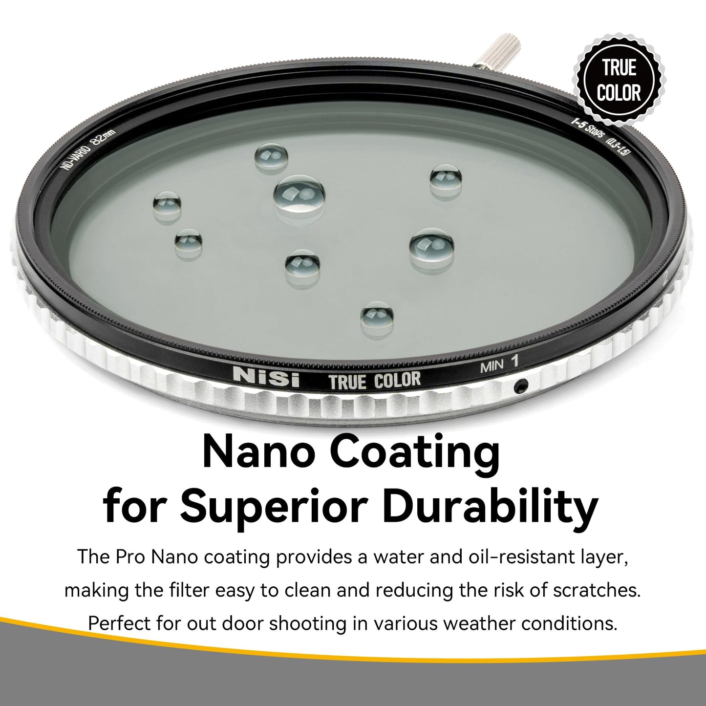 NiSi 67mm True Color ND-Vario 1-5 Stops (0.3-1.5), Variable ND ND2-ND32, Nano-Coating with Optical Glass