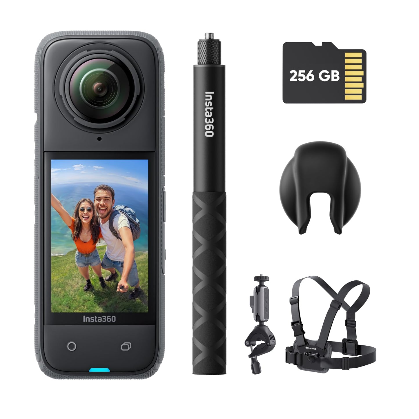 Insta360 X4 Bike Bundle - 8K Waterproof 360 Action Camera, 4K Wide-Angle Video, Invisible Selfie Stick, Removable Lens Guards, 135 Min Battery Life, AI Editing, Stabilization, for Sports, Travel