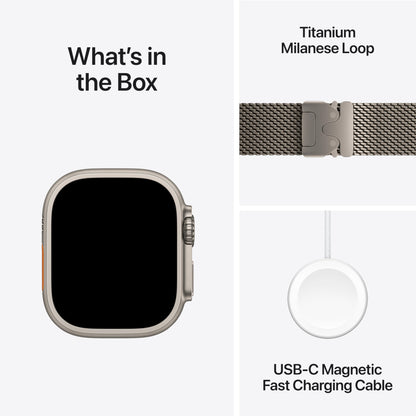 Apple Watch Ultra 2 [GPS + Cellular] Titanium Case/Milanese Loop Strap/Fitness Tracker/Precision GPS/Extra-Long Battery Life/Carbon Neutral - ***NOTE - CHOOSE SIZE/STYLE/CONFIG AFTER CLICKING THROUGH TO THE APPLE WATCH AMAZON STORE