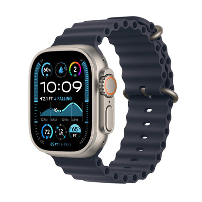 Apple Watch Ultra 2 GPS + Cellular 49mm Smartwatch, Sports Watch with Natural Rugged Titanium Case with Navy Ocean Band. Fitness Tracker, Precision GPS, Extra-Long Battery Life