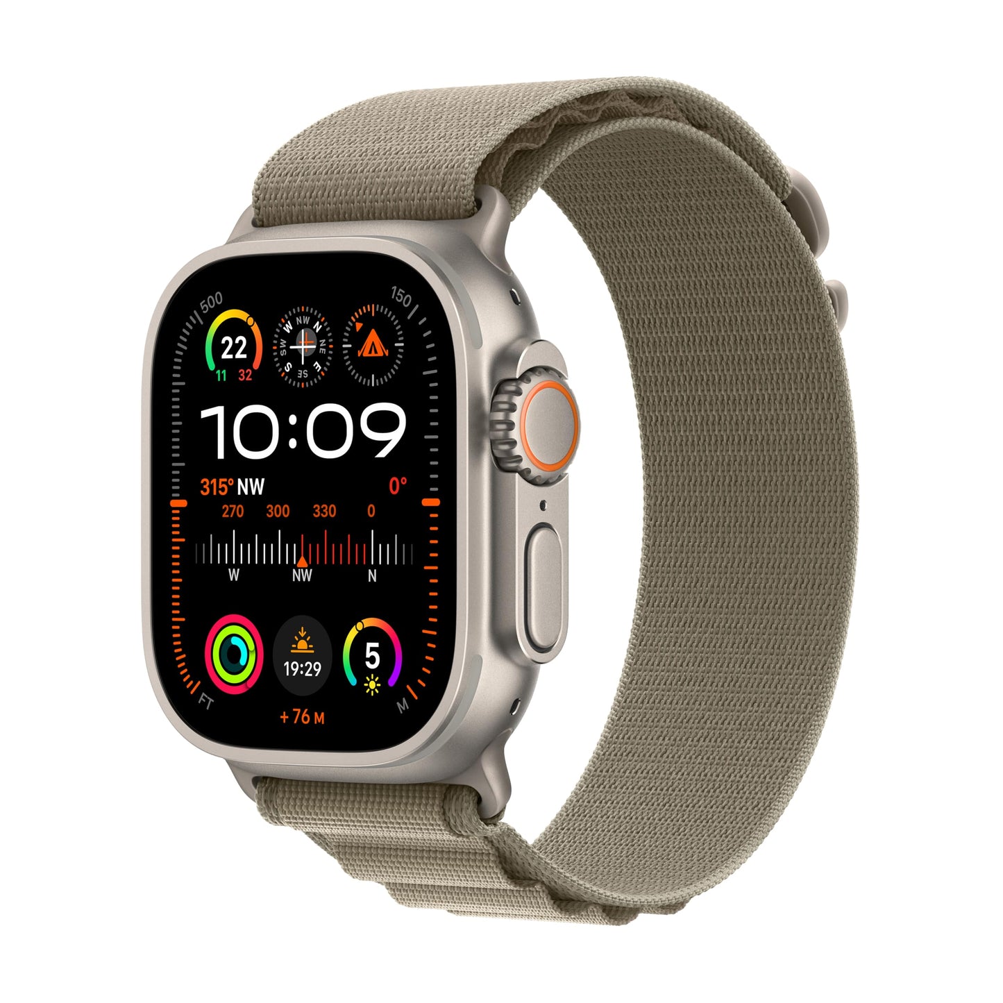 Apple Watch Ultra 2 [GPS + Cellular 49mm] Smartwatch with Rugged Titanium Case & Olive Alpine Loop Medium. Fitness Tracker, Precision GPS, Action Button, Extra-Long Battery Life, Carbon Neutral