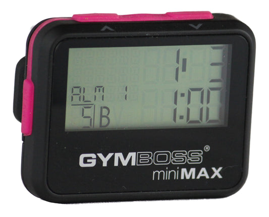 Gymboss miniMAX Interval Timer and Stopwatch - BLACK/PINK SOFTCOAT