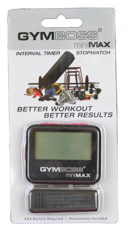 Gymboss miniMAX Interval Timer and Stopwatch - BLACK/PINK SOFTCOAT