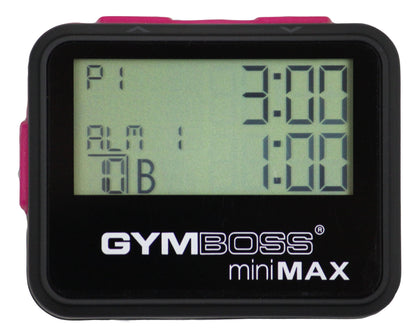 Gymboss miniMAX Interval Timer and Stopwatch - BLACK/PINK SOFTCOAT