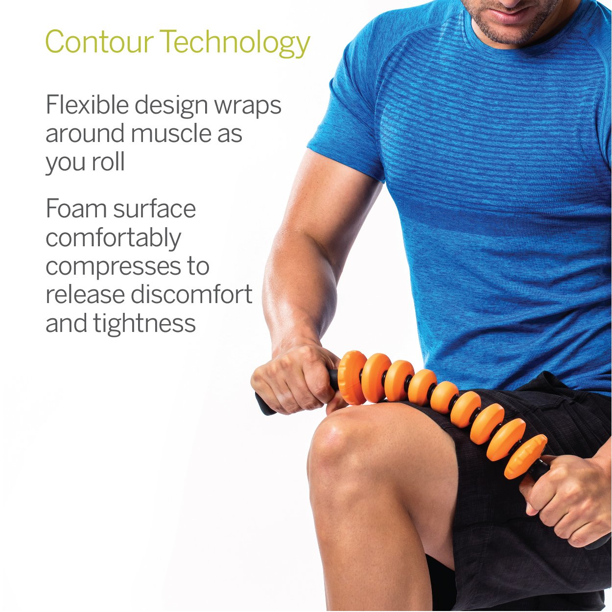 TriggerPoint STK Contour Handheld Massage Roller, 49.5 cm – Flexible Foam Stick for Targeted Muscle Recovery, Soreness Relief, and Improved Mobility for Better Post-Workout Performance