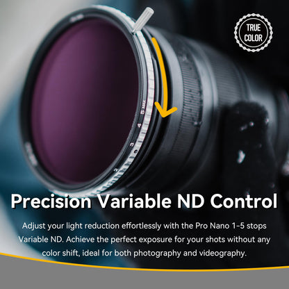 NiSi 67mm True Color ND-Vario 1-5 Stops (0.3-1.5), Variable ND ND2-ND32, Nano-Coating with Optical Glass