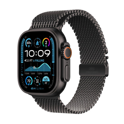 Apple Watch Ultra 2 GPS + Cellular 49mm Smartwatch with Black Rugged Titanium Case with Black Milanese Loop Strap