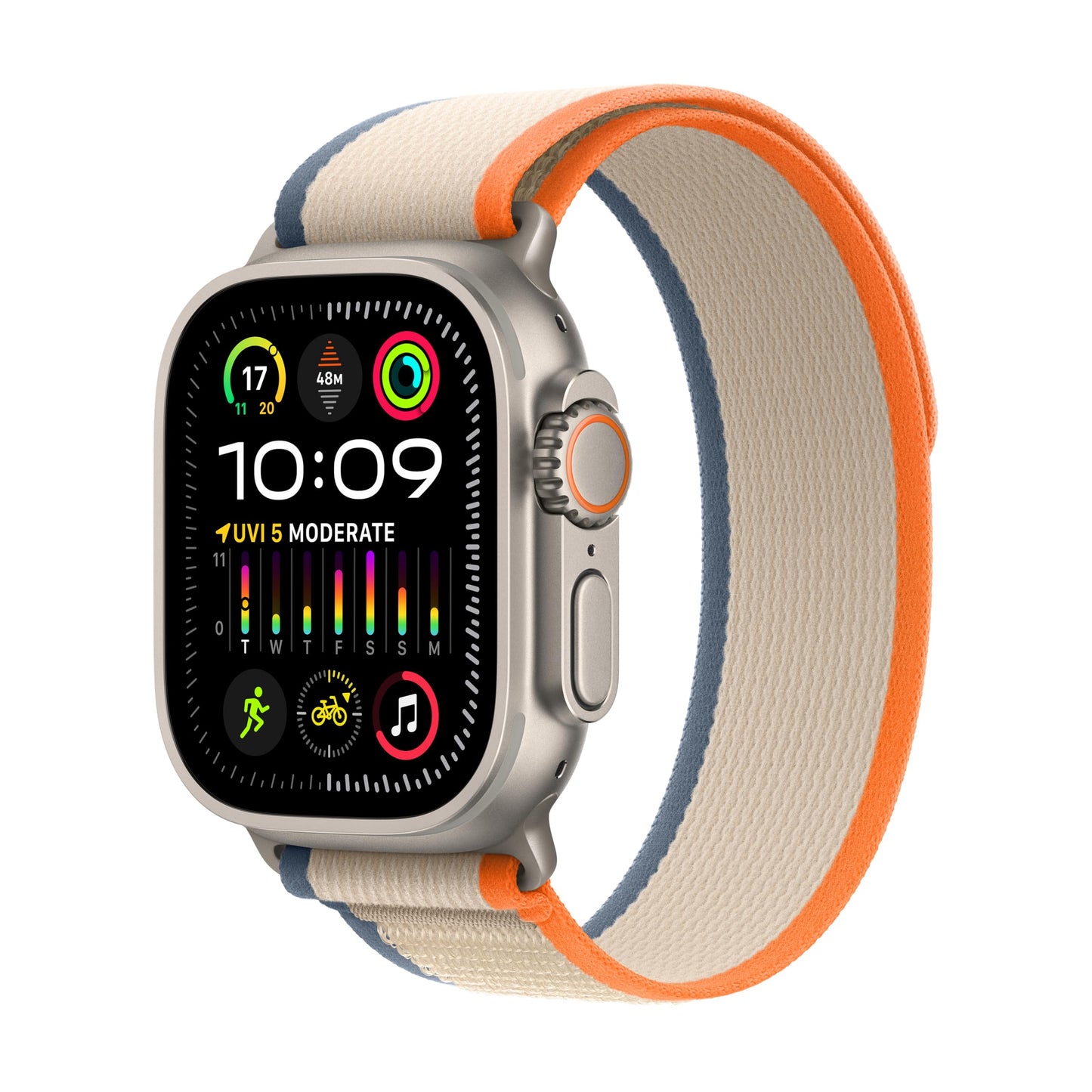 Apple Watch Ultra 2 [GPS + Cellular 49mm] Smartwatch with Rugged Titanium Case & Orange/Beige Trail Loop S/M. Fitness Tracker, Precision GPS, Action Button, Extra-Long Battery Life, Carbon Neutral