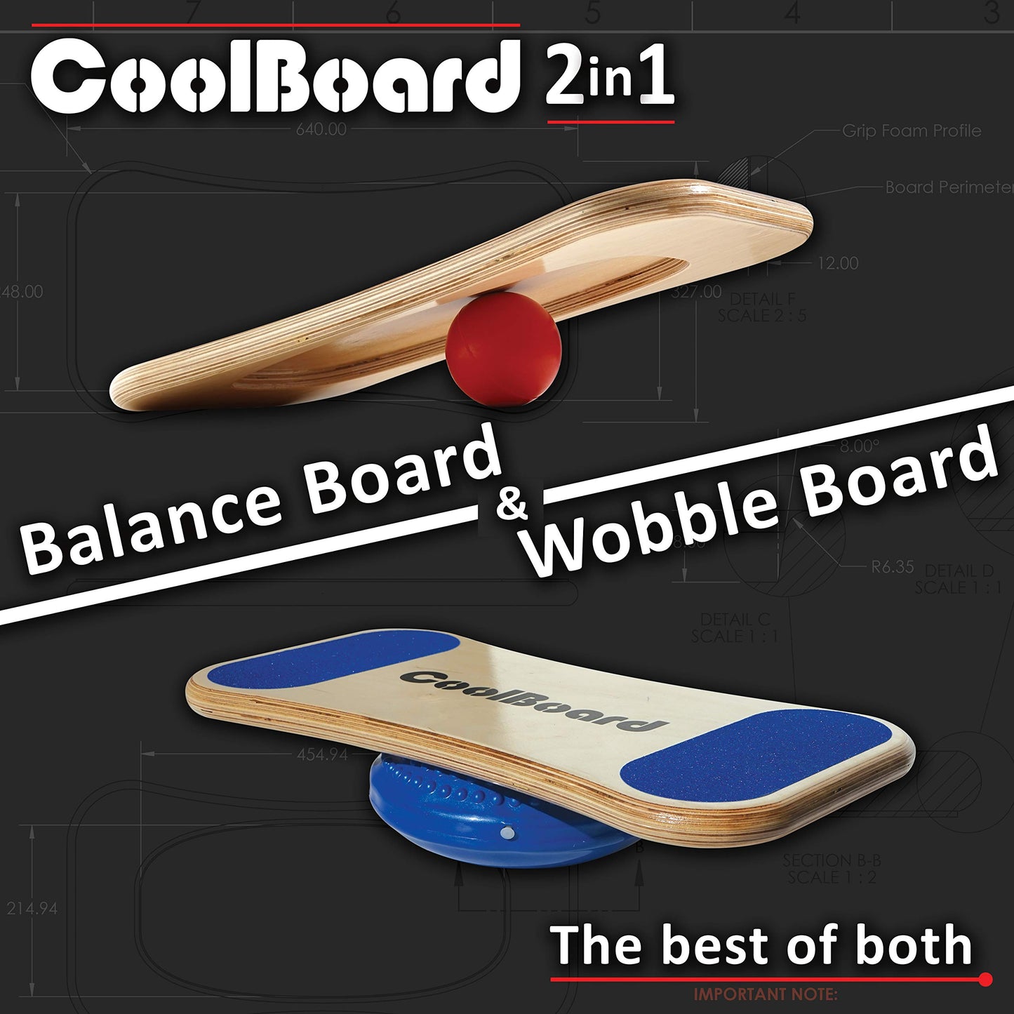 Porto LongTail 2in1-3D Balance Board / Core Trainer & Superior Wobble Board