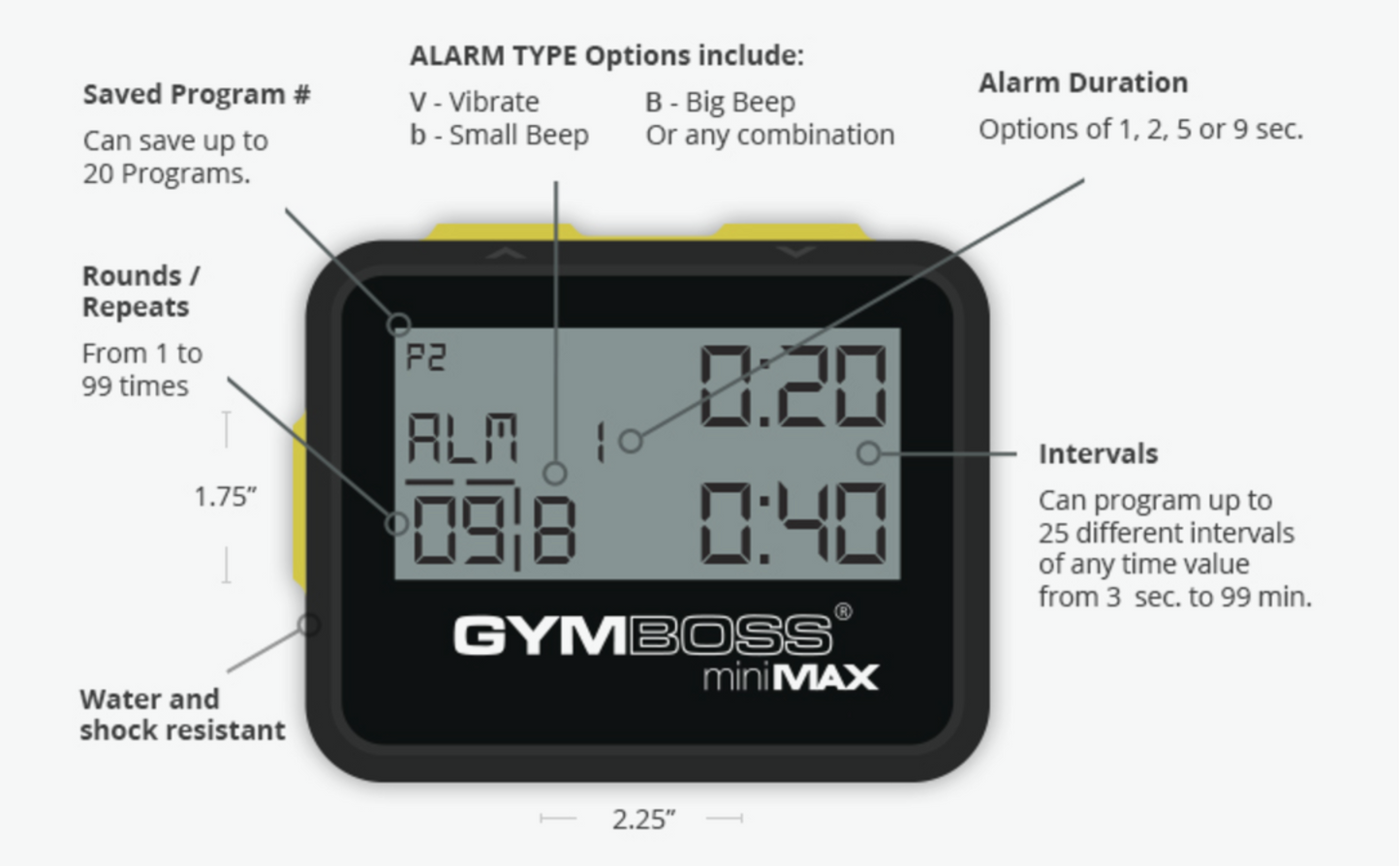 Gymboss miniMAX Interval Timer and Stopwatch