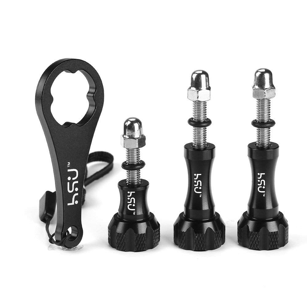 (3 Colors) HSU GoPro Aluminum Long Thumbscrew & Wrench (3pcs)