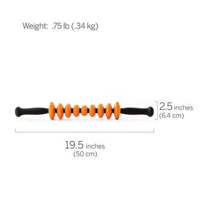 TRIGGERPOINT STK, Contour Massage Cane Stick, Handheld Foam Roller Deep Tissue Muscle Massage, Grey and Orange, 19.5 Inch/50 cm