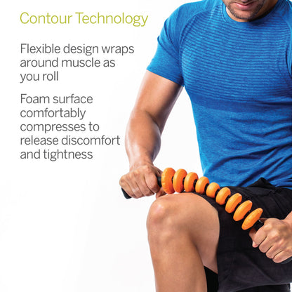 TRIGGERPOINT STK, Contour Massage Cane Stick, Handheld Foam Roller Deep Tissue Muscle Massage, Grey and Orange, 19.5 Inch/50 cm